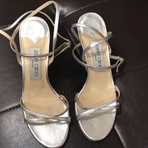 Jimmy Choo leather ankle wrap heels